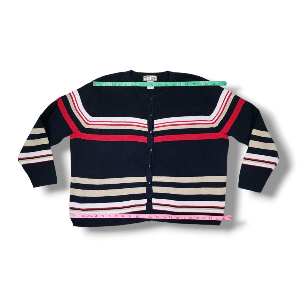 Vintage Heirloom Collectibles Striped Button Up‎ Cardigan Sweater Women's L - Picture 4 of 12